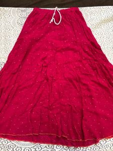 Vibrant Pink Embroidered Ethnic long Skirt