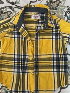 Babyhug Yellow Plaid Shirt and galac pant