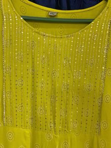 Bright Lime green Embellished Kurta