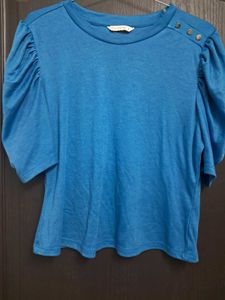 Blue Puff Sleeve Top