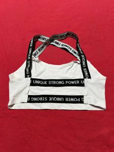 White Cross Strap Sports Crop Top – Size S