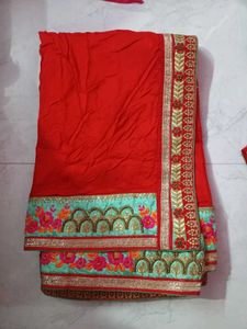 Red Embroidered Saree