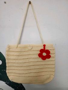 Crochet Tote Bag with Flower