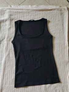 ZARA Sleek Black Square Neck Tank Top