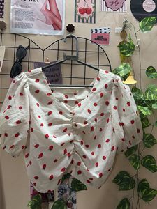 Cute Strawberry Print Cropped Top