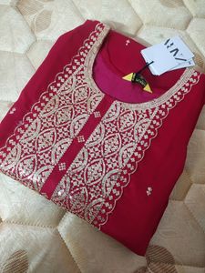 Embroidery Red Kurtha