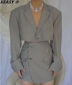2 piece  Cropped Blazer & Skirt Set