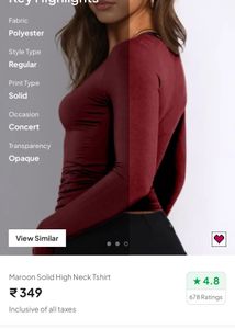 Maroon High neck tshirt