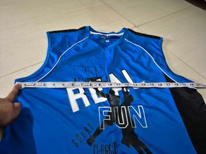 Men's Blue Graphic Sleeveless T-Shirt