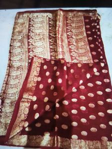 Elegant Maroon Banarasi Style Saree