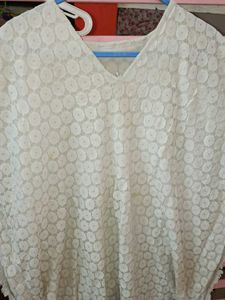 White Lace Kaftan Top