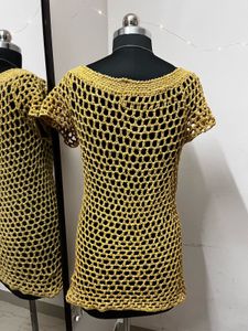 Mustard Crochet Cover Up Dress