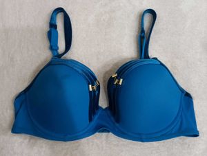 Teal Push-Up Bra with Velvet Trim