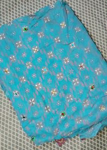 Stunning Blue Embroidered Saree