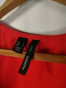Mango Red Sleeveless Button-Front Blouse
