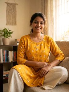 Yellow Floral Print Kurta