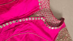 Stunning Double Shaded Green Saree with Mirror Wor
