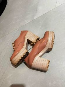 Patent Lace-Up Block Heels