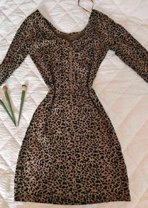 Leopard Print Long Sleeve Mini Dress