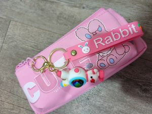 Double Chain Pencil Pouch With Keychain