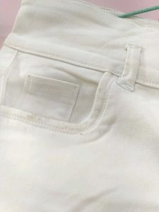 A High Waist White Ripped Boyfriend Jeans
