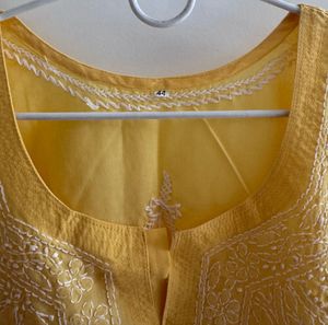 Yellow Embroidered Tunic Top