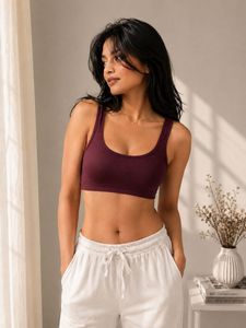 Comfortable Maroon and Black Sports Bra