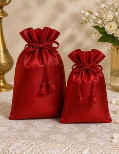 2 Satin Drawstring Pouch Shagun Bags
