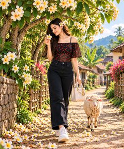 Chic Off-Shoulder Red Floral Top