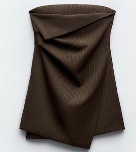 🤎ZARA Chic Pinstripe Strapless dress