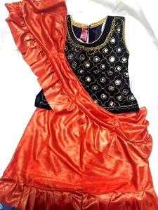 Stunning Orange & navy blue  Lehenga Choli