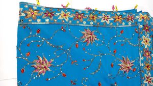 Stunning Blue Embroidered Saree with blouse