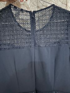 H&amp;M Navy Lace Detail A-line Dress