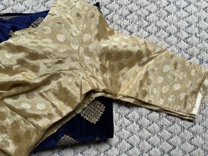 Elegant Navy Blue Velvet saree with Gold Embellish