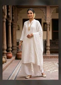 Elegant White Chikankari Palazzos
