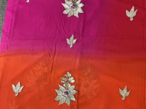 PURE CHIFFON Designer Ombre Saree with Embroidery