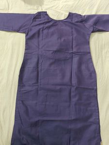 Elegant Purple Kurta with Embellished Neckline