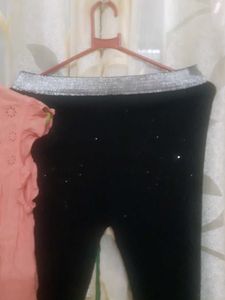 Peach Girls' Top with black thinner pant