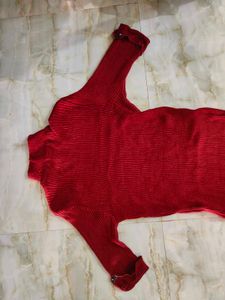 Red Ribbed Knit Top