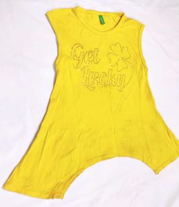 🇬🇧Baby Girls Bright Yellow "Get Lucky" Top