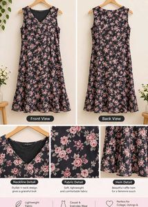 Chic Floral V-Neck Sleeveless Midi Dress