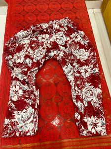 Maroon Floral Print Kurta with Lace