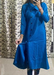 Teal Button-Down Dress Without Belt