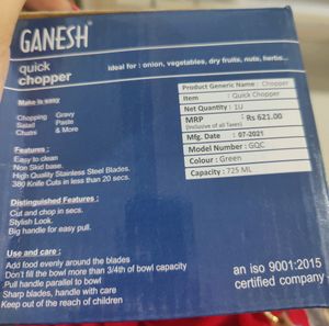 Ganesh Quick Choper Functionally Easy Unbreakable.