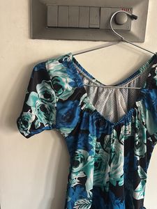 Blue Floral Print Swimsuit