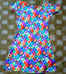 Vibrant Geometric Print A-Line Dress