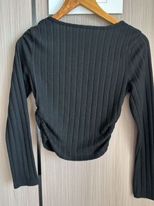 Ribbed Long Sleeve Black Top