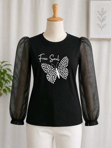 🖤Cute Black Butterfly "Free Soul" Top