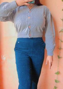 ❤️Size Xs To L Stylish Gray Knit Cardigan