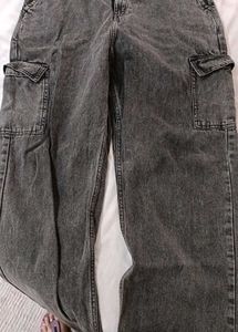 Grey Wash Cargo Jeans